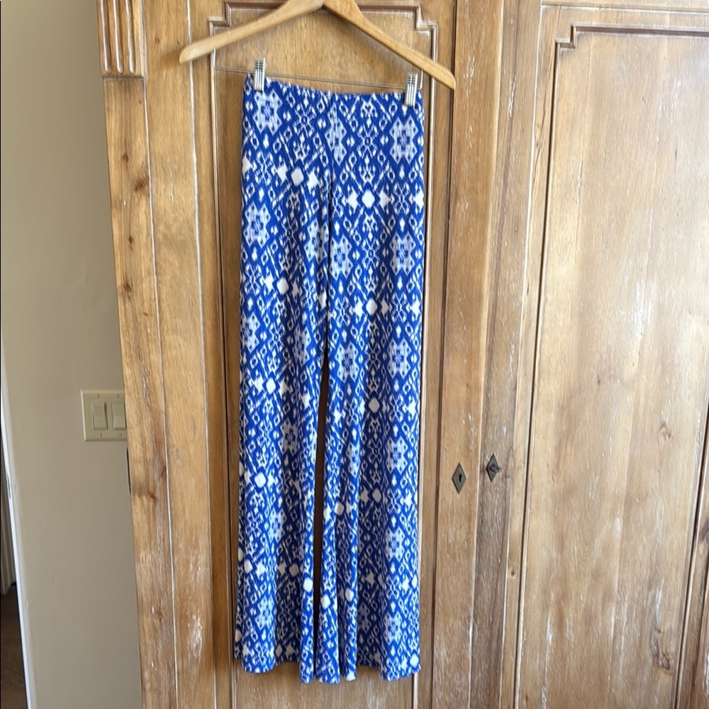 Veronica M. Blue and White Wide Leg Pants